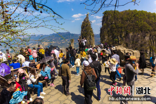 4月9日，游客在恩施大峡谷景区游玩 周章龙 摄